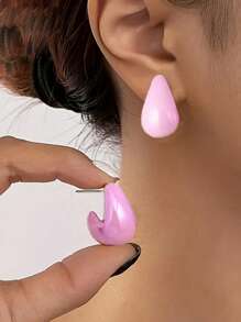 Bright Pink Cute Teardrop Earrings