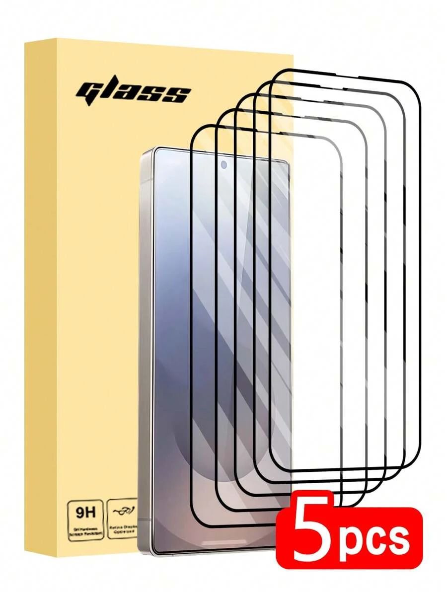 5pcs/Pack Scratch-Resistant Tempered Glass Screen Protector Compatible With Samsung Phones, Full Coverage, Easy Installation, Clear, Bubble-Free, Scratch & Shatter Resistant, Suitable As Birthday/Family/Friend/Boyfriend/Girlfriend Gift