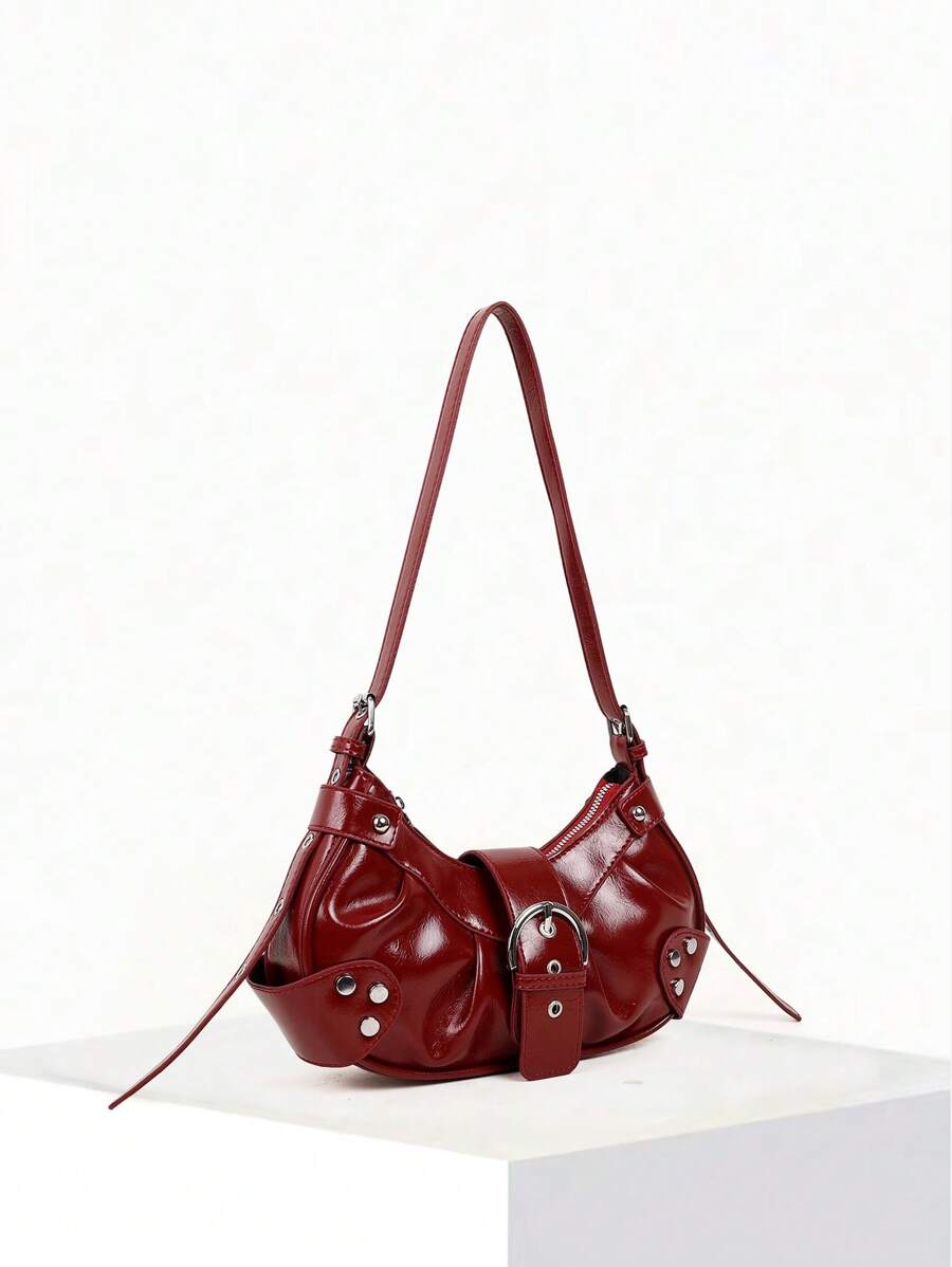 Retro Bag 1PC Y2K Gothic Fashionable Type Rivet Decoration Vintage Block Decoration Women's Shoulder Bags And Shoulder Botes Are Adjusted For Daily Travel, Niche Design, Steampunk, Goth,Bag For Women, Cool Girls Street Wear,Peferct For Music Festival, Concert, Rock Style Bag For Women