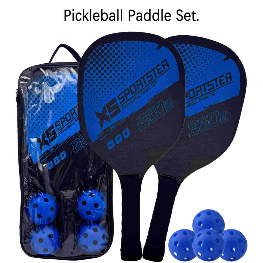 Thickened Pickleball Racket Set, 2 Rackets +4 Balls +1 Bag, Lightweight, Sturdy And Durable, With Comfortable And Anti-Slip Handles, Easy To Handle And Fun, Suitable For Both Indoor And Outdoor Sports, For Both Men And Women, Beginners To Practice And Outdoor Play. Thickened Pickleball Rackets, Essential Equipment For Pickleball Enthusiasts, A Perfect Gift For Relatives And Friends