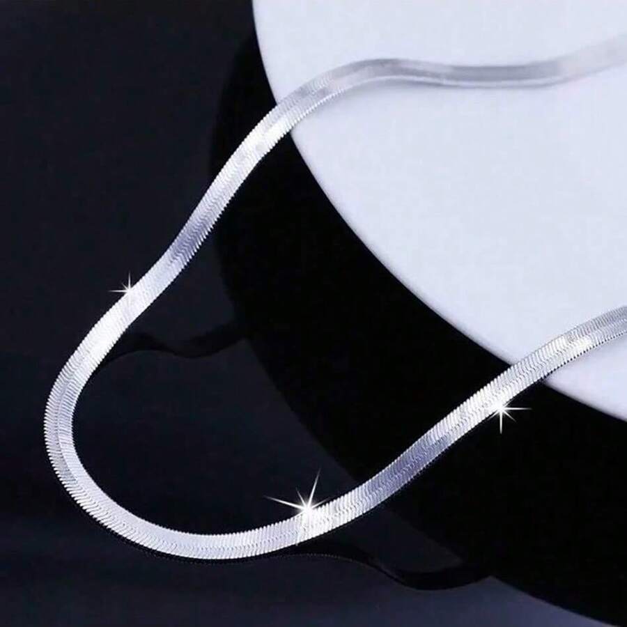 Novo colar de corrente fina de lâmina de 4 mm de prata esterlina 925 para mulheres e homens, joias luxuosas para festa de casamento, presentes para melhores amigos e festas de fim de ano
