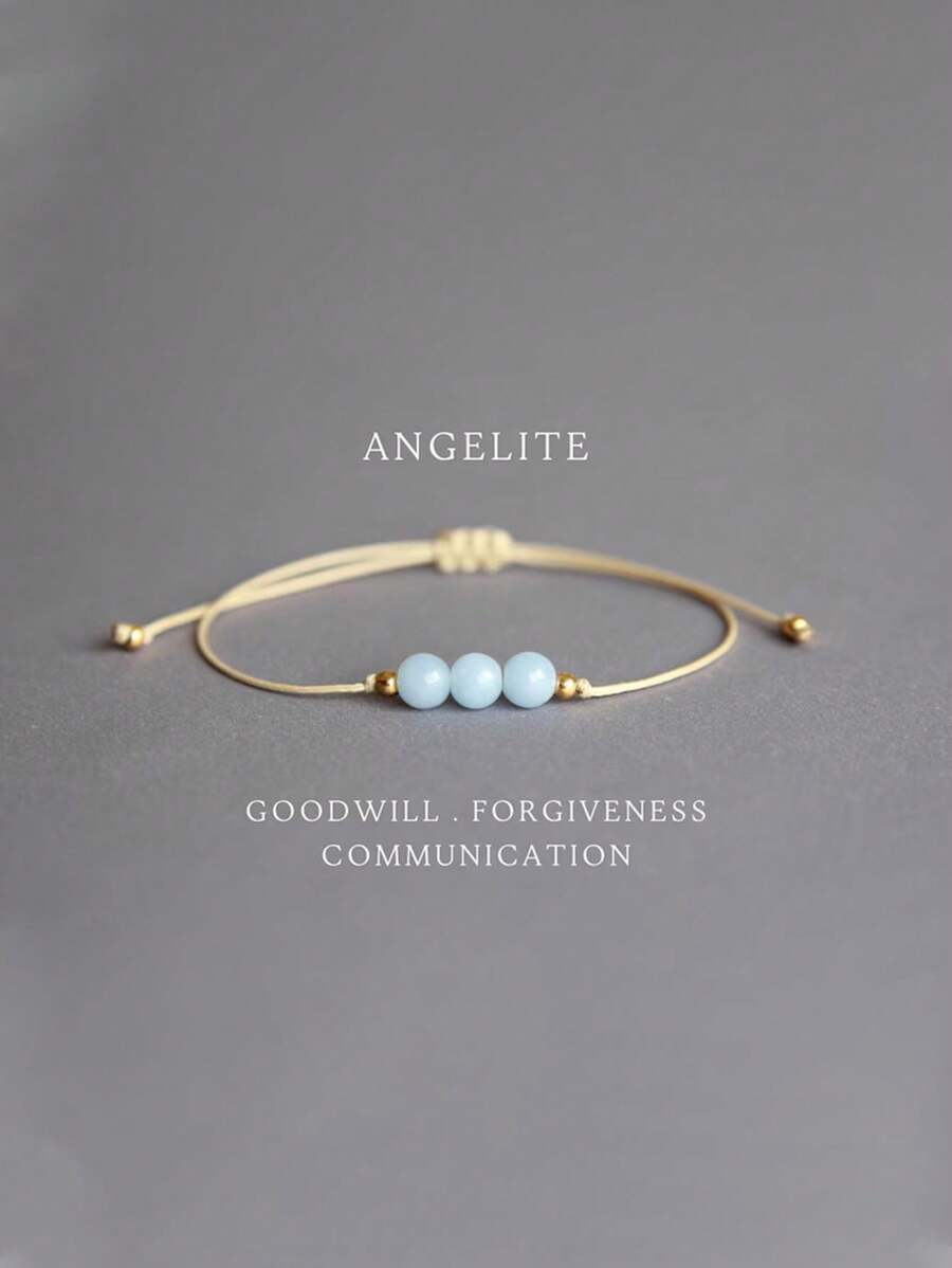 Angel Stone Bracelet Crystal Jewelry Healing Gemstone Bracelet Women's Gift Blue Stone Bracelet Calming
