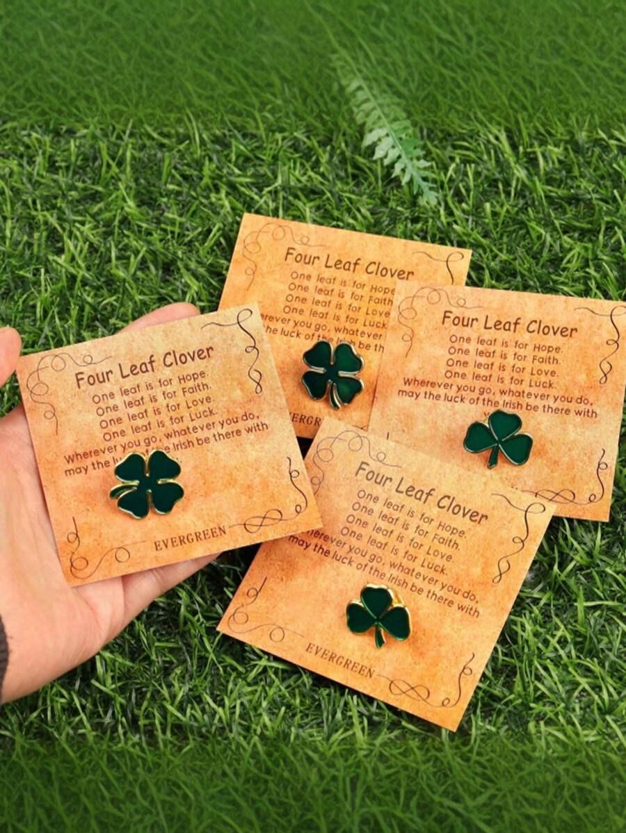 2 Stücke, Kleeblatt und Klee Brosche, schöne grüne Glücksknöpfe und Abzeichen, geeignet für St. Patrick's Day Feiern, Modeaccessoires und Geschenke, hochwertig, einfach zu tragen (ohne Karte) Rucksack für die Schule
