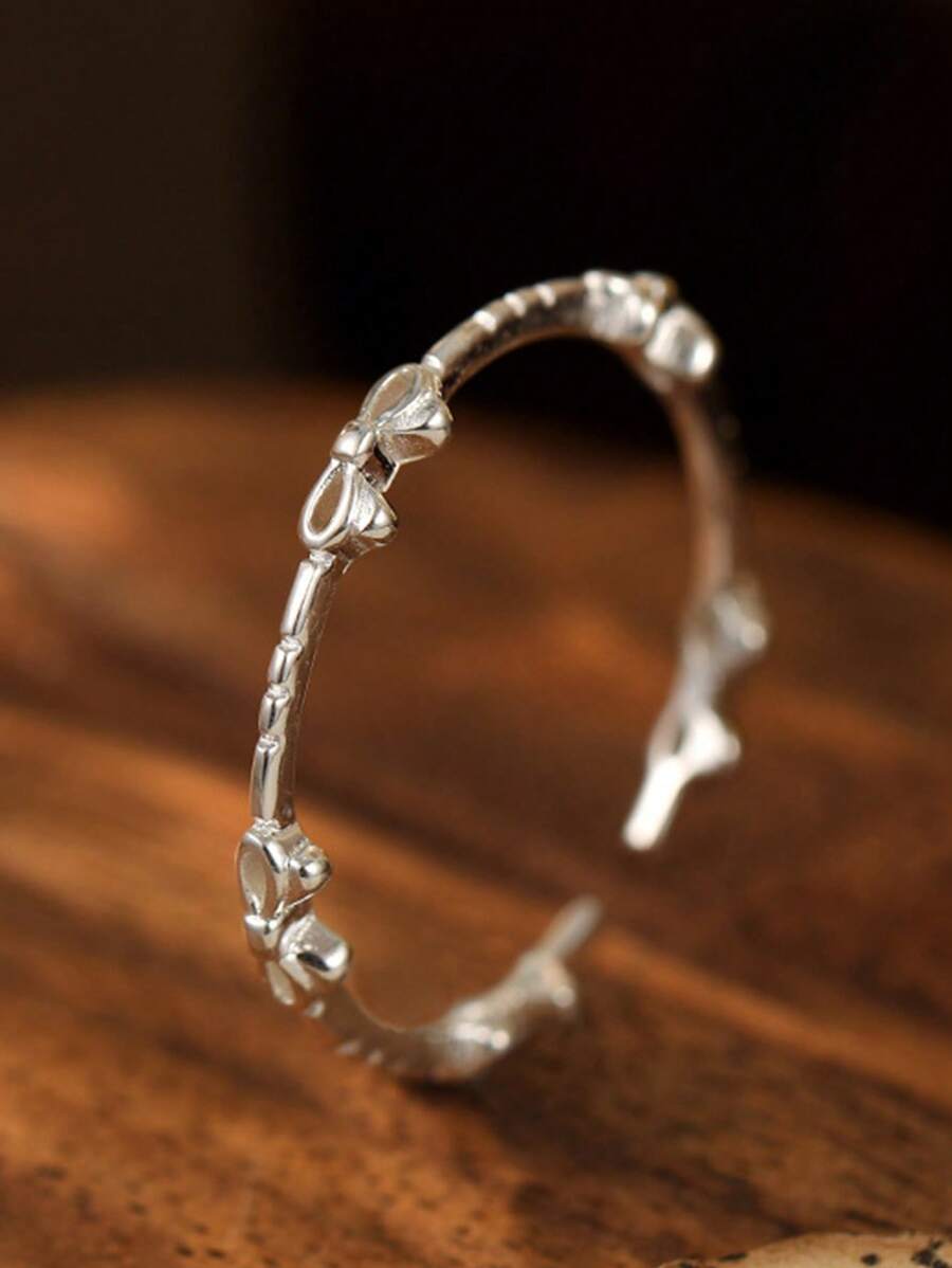 1 pieza Anillo en forma de lazo dulce de diseño único, anillo delgado para apilar en los dedos, accesorio de moda