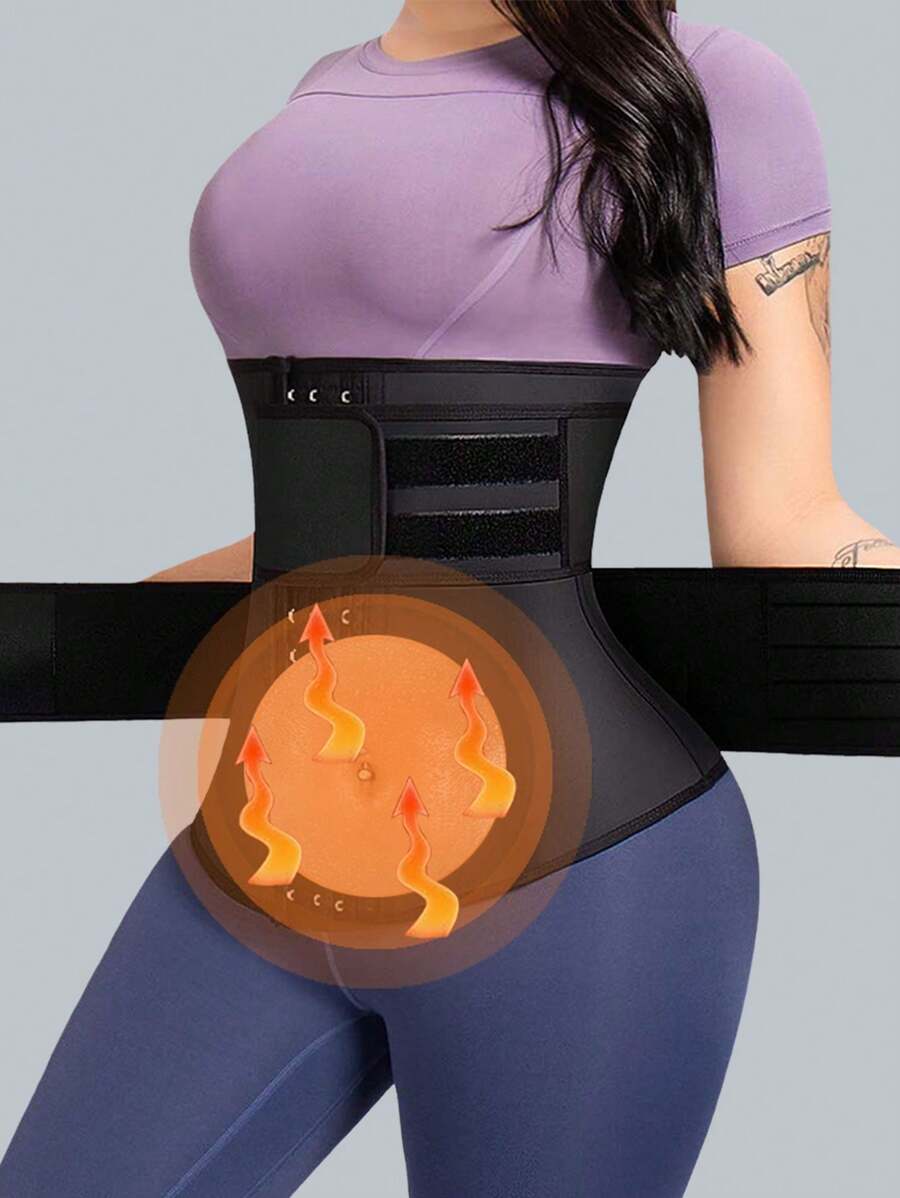 1 pieza de cinturón entrenador de cintura con cremallera doble para hombres y mujeres, cinturón deportivo a prueba de sudor, cinturón de caucho cloropreno con cremallera doble, adecuado para deportes, correr, ejercicio, yoga, oficina, para moldear la cintura diariamente, cinturón de ejercicio para sellado de cintura adecuado para entrenamiento, deportes en casa y caminar
