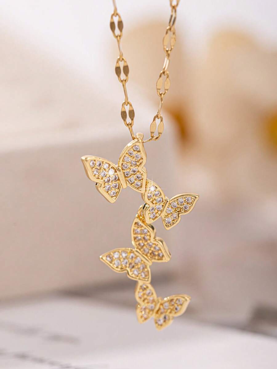 1 colar com pingente de borboleta delicado e moderno para mulheres, colar com corrente de clavícula doce, presente de aniversário delicado, adequado para o verão