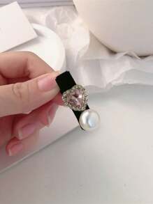 2pcs Pink Heart Pearl Hairpins