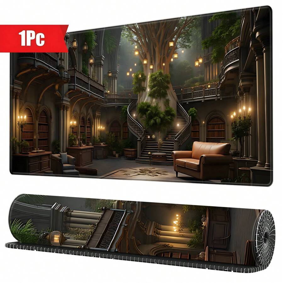 BHJLAXR Fantasy Playmat , Desk Mat, Bookish Mouse Pad, Adventure Dreams Mousepad, Large Keyboard Pad, Laptop Mat, Dark Academia Mat