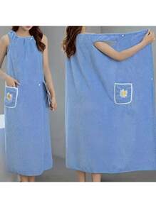 Blue Daisy Long Bath Towel