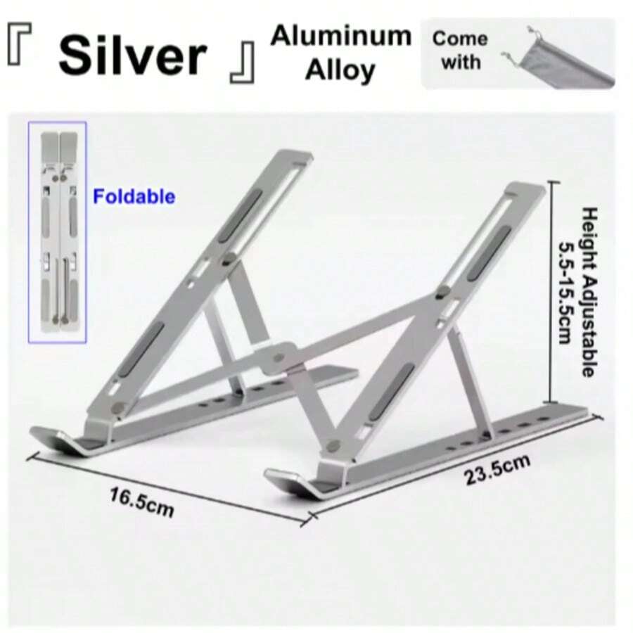 Supporto regolabile per laptop, supporto da tavolo in lega di alluminio, supporto portatile pieghevole per Macbook Air Pro, notebook, tablet, raffreddamento