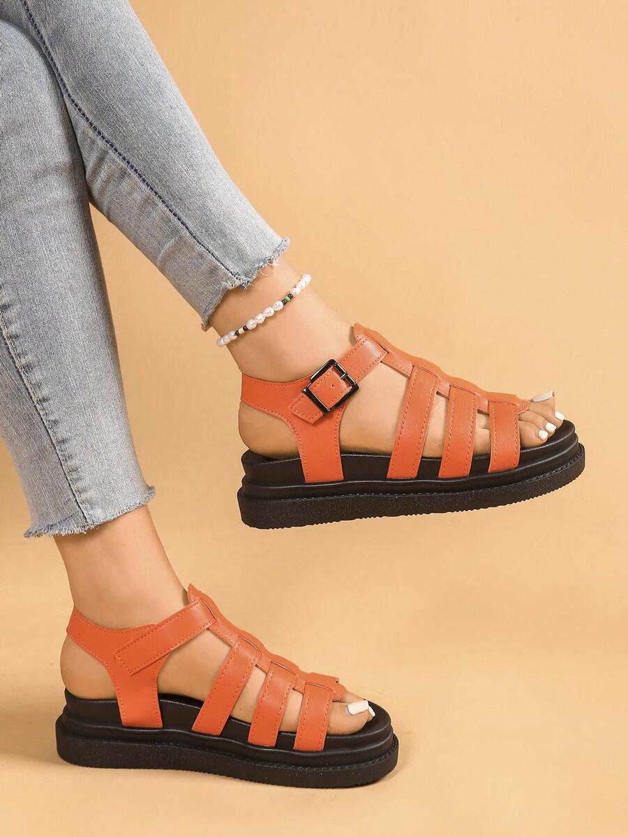 Women's Flat Sandals, New Thick Bottom Black Sandals, Roman Style Sandals Non-Slip Versatile Fashion Sandals For Summer Casual Beach