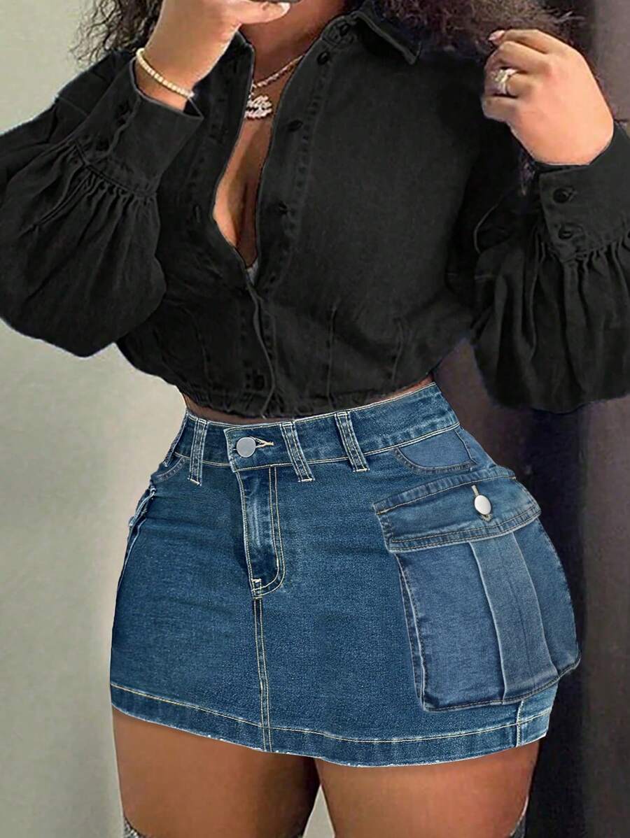 Y2K Streetwear Hottie Bodycon Skirts Party Flap Pockets Zipper High Quality Daily Casual Summer Beach Vacation Cargo Skirts For Women