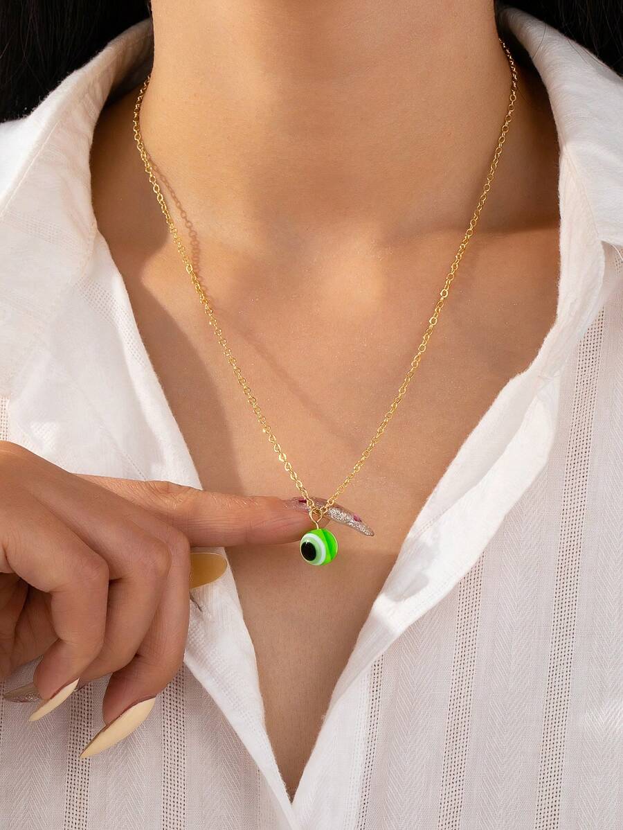 1 pieza Nuevo collar con colgante de ojo de demonio para mujer, collar gargantilla con colgante de ojo con incrustaciones de rhinestones