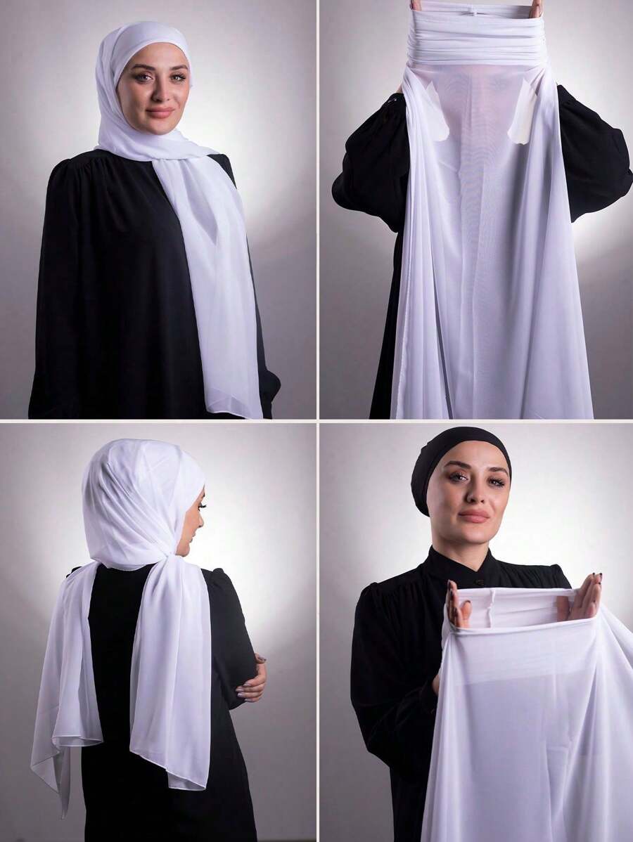 1 Stück Damen einfarbiger Chiffon Rohrschal Hijab, modische vielseitige, bequeme und atmungsaktive Hijab Accessoires, geeignet für den täglichen Gebrauch