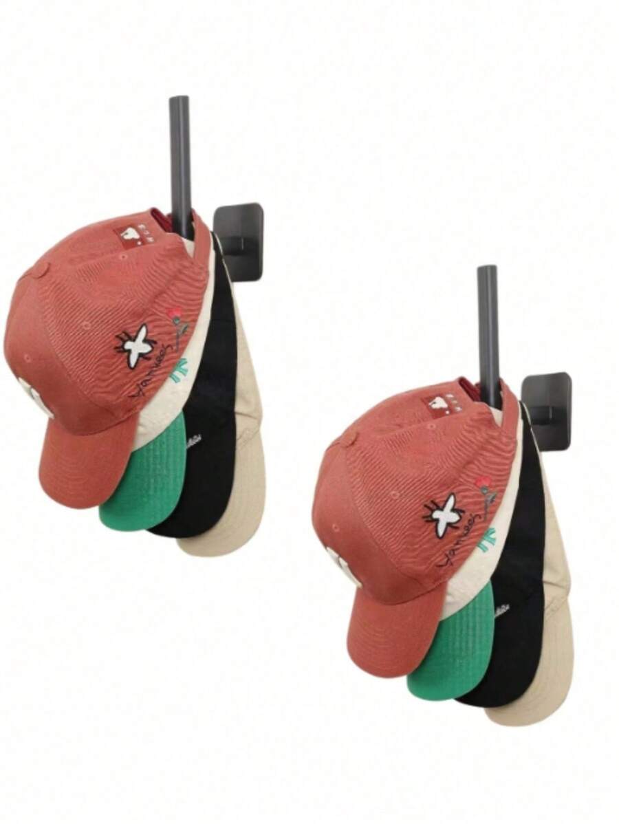 1/2pcs Hat Rack,Hat Stand, Hat Storage Hanger, Storage Rack For Baseball Cap, Bathroom Storage Shelf, Wall Adhesive Hat Rack, Kitchen Wall Mounted Paper Towel Holder, No Drilling Required, Wall Mounted Hooks For Hats, Towels, Clothes