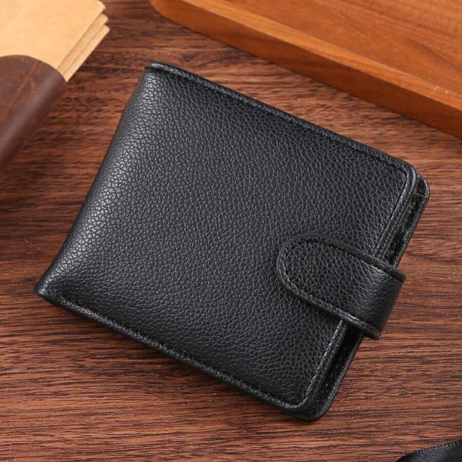 Men's Vintage Casual Business Short Wallet With Snaps Multi-Fold Card Slots Coin Pocket Large Capacity Multi-Function Credit Card Holder Suitable For Men Boy Commute Work Outdoor Men Gift Wallet Mini Wallet Purse Wallet Men Wallet Leather Small Wallet