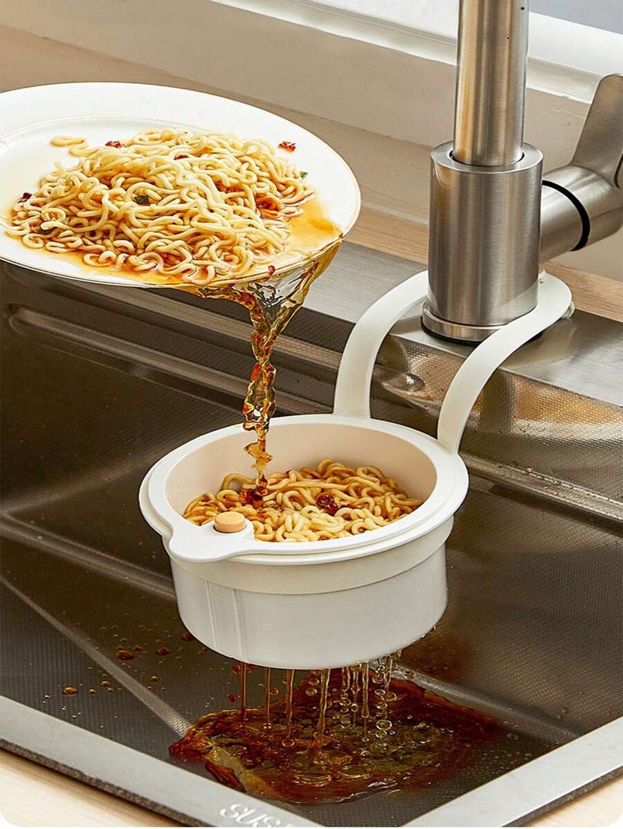 1 pezzo Cestino per lavandino appensibile, Filtro per residui alimentari per lavandino da cucina domestica, Cestino filtro per la pulizia della frutta, Supporto multifunzionale da cucina, Cestino per lo scarico a pressione, Cestino appendibile per lavandino, Cestino appendibile per filtri, Cestino di scarico anti-intasamento