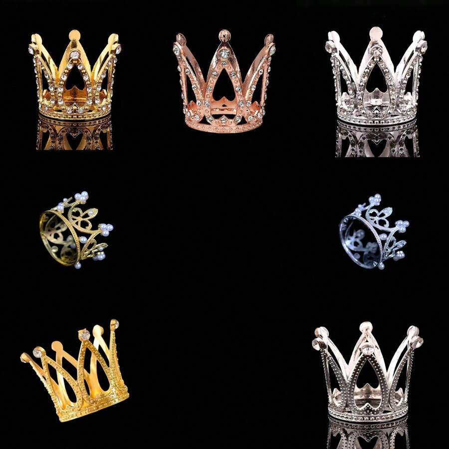 4 piezas Mini adornos de corona de pastel con piedras de strass doradas - Accesorios para hornear de cumpleaños, decoraciones, adornos, adornos pequeños, accesorios, adornos de pastel, decoraciones de pastel, adornos de fiesta, decoraciones de fiesta, apliques, corona, adornos pequeños, adornos, regalos pequeños