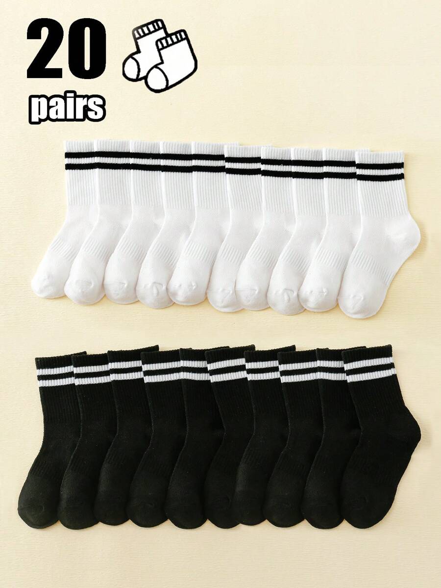 20 pares de calcetines cortos para niños, calcetines de malla, calcetines deportivos, calcetines escolares, versátiles y casuales, apropiados para niños y niñas de 1 a 3 años, de 3 a 8 años y de 8 a 14 años, para usar en primavera/verano