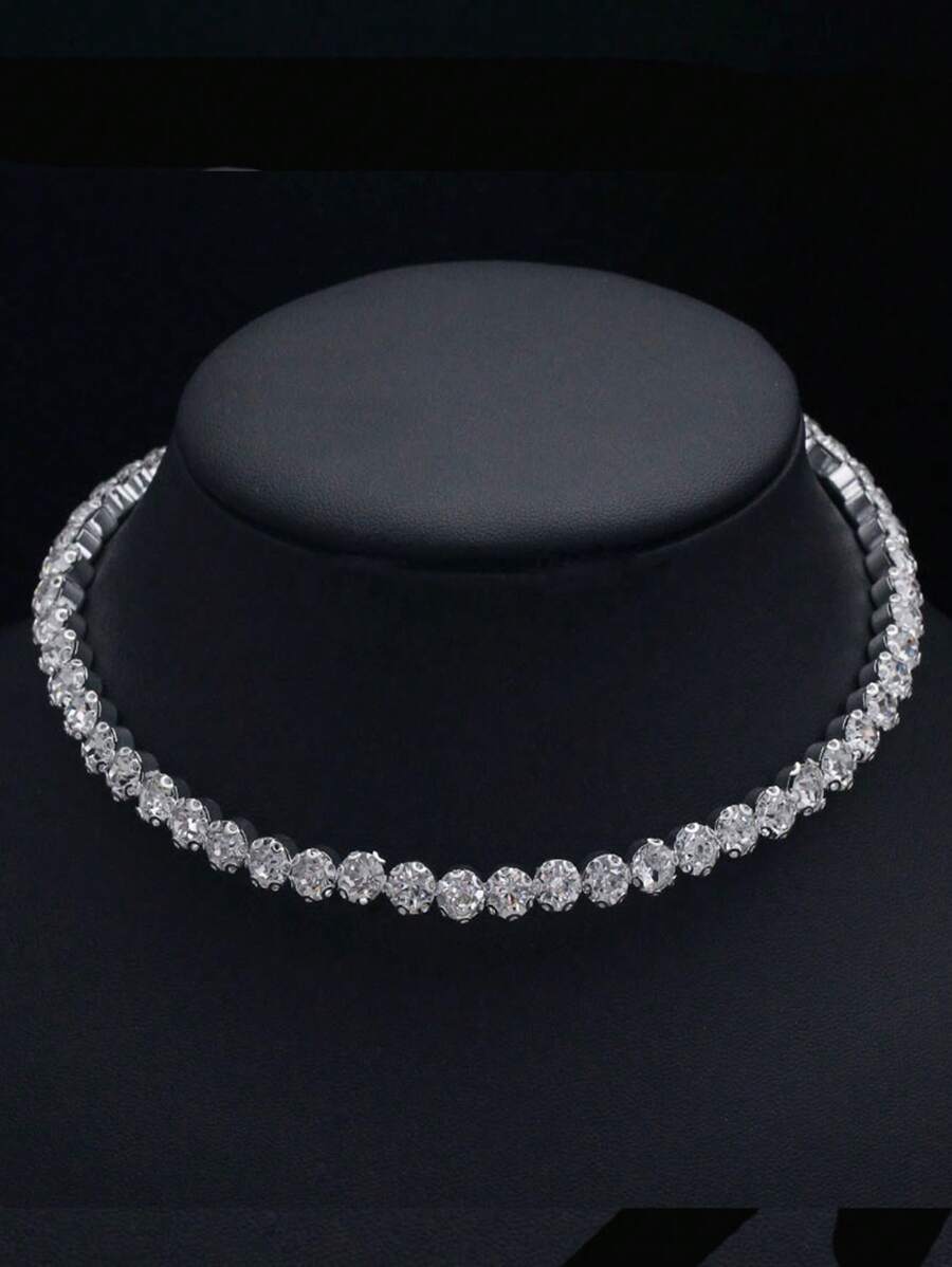 1 Peça Colar Gargantilha Elegante de Mulher com Strass