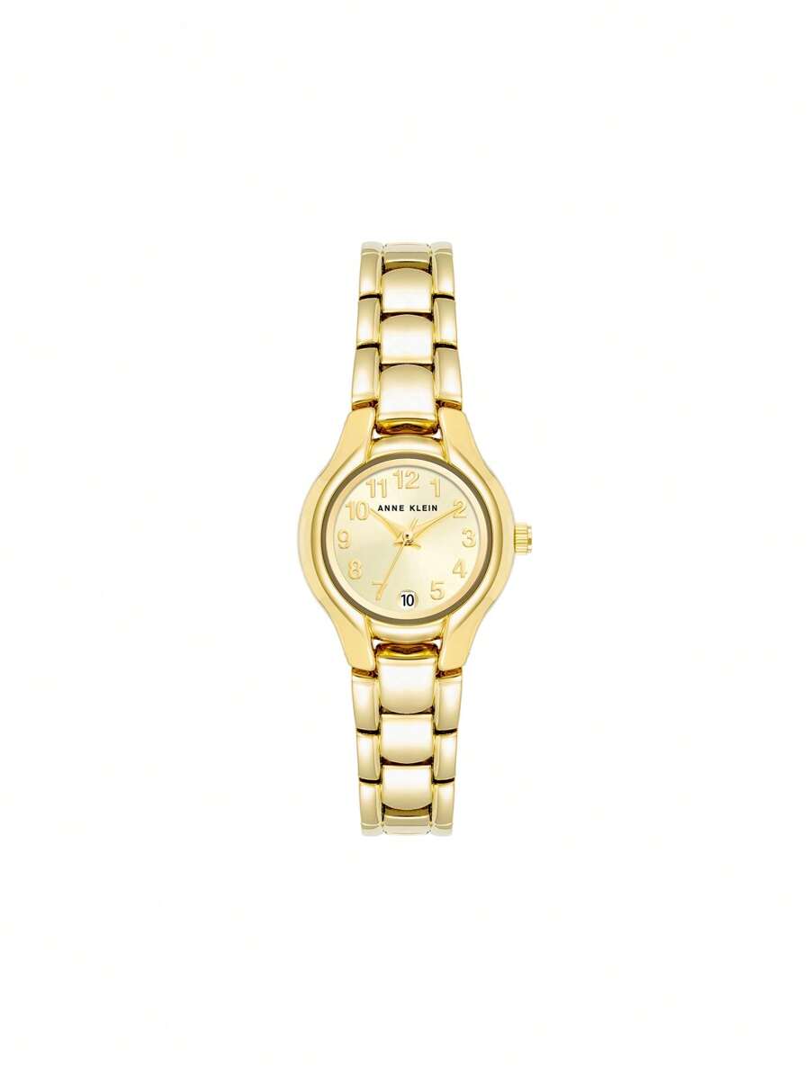 Anne Klein Damen-Armbanduhr mit Datumsfunktion, goldenes Quarzarmband mit hellem Champagner-Sonnenstrahl, leicht lesbarem Zifferblatt, elegante Uhr für Damen mit verstellbarem Armband, luxuriöse Geschenkuhr für Frauen