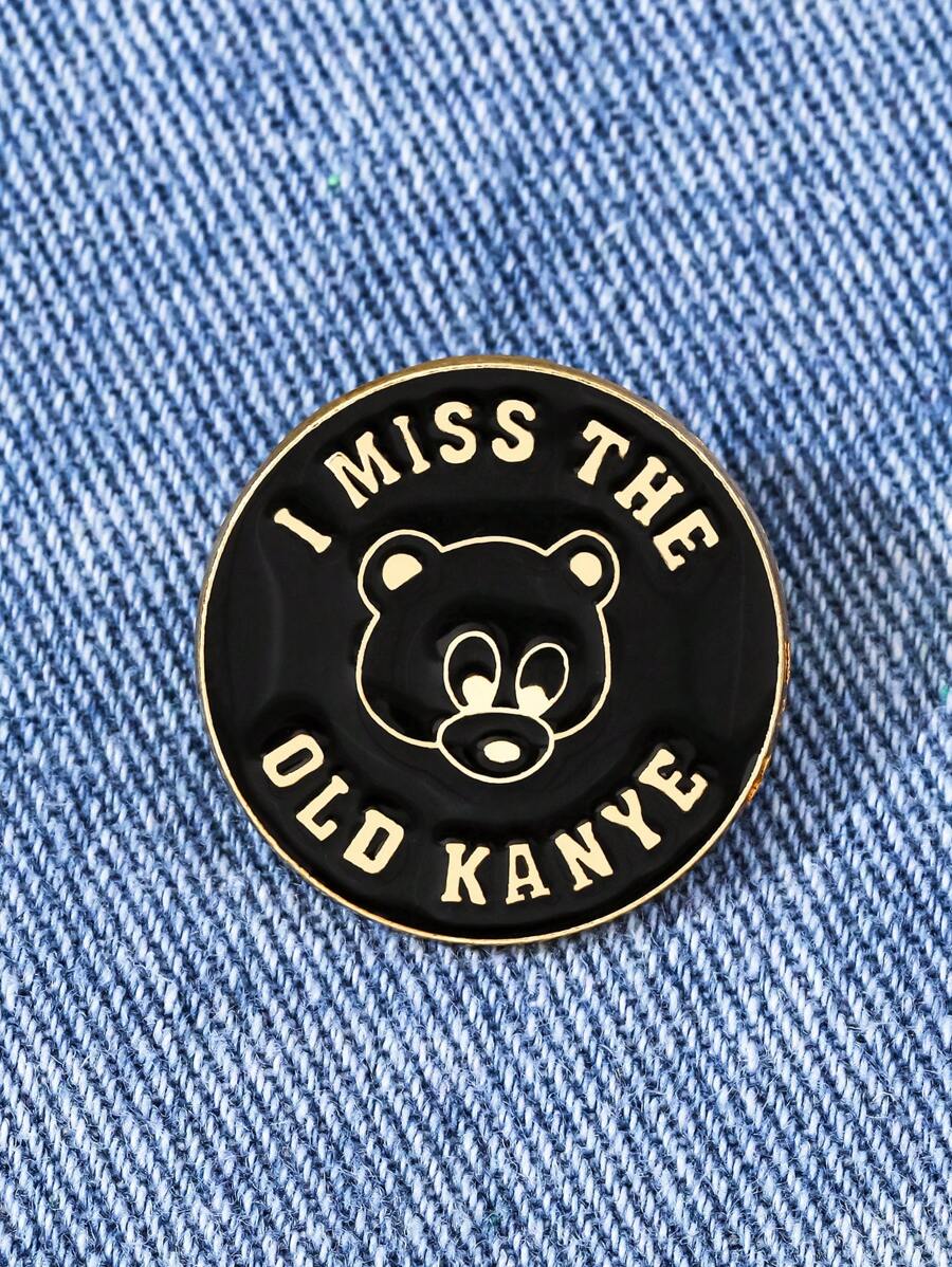1 pièce Europe et États-Unis Broche en métal représentant un ours fan de musique populaire, inspirée de mon ancien album "Ye" Accessoire de chemise, veste, sac à dos pour l'école