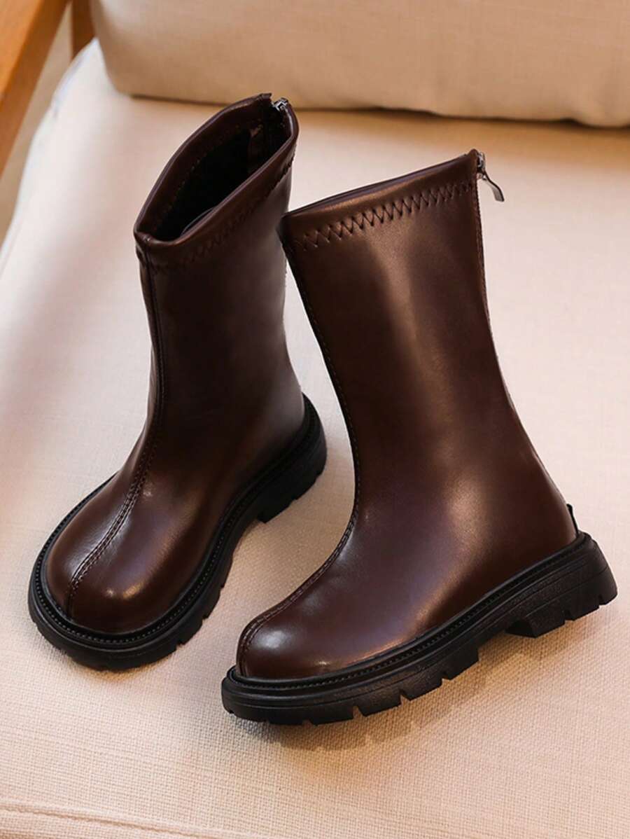 Stivali di moda con fodera termica, di colore uniforme, adatti per ragazze, versatili e adatti per feste e vacanze