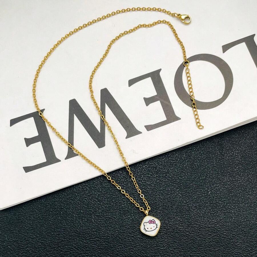 Sanrio Collar colgante minimalista y lindo de Hello Kitty, chapado en oro, hipoalergénico, accesorio versátil para el uso diario