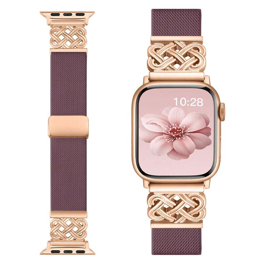 Pulseira trançada com nó celta glam e fivela magnética, compatível com Ultra 38 mm, 40 mm, 41 mm, 42 mm, 46 mm, 44 mm, 45 mm e 49 mm para mulheres e homens, pulseira trançada com design especial/pulseira elegante compatível com SE Ultra Watch Series 8/7/6/5/4/3/2/1, acessórios para relógio, presente para ela