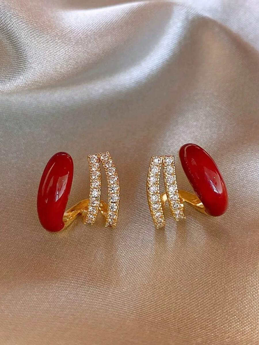 1 par de brincos simples e elegantes com strass de cristal retrô, presente de Natal versátil e moderno para mulheres