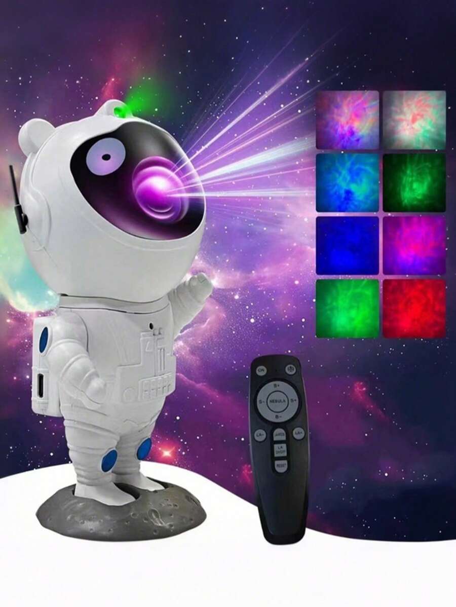 1PC Astronaut Starry Sky Projection Light Cute Shape Multiple Nebula Effects Remote Control Operation Atmosphere Creation Creative Ornament Bedroom Decoration Festival Gift Starry Sky Experience Personalized Design Multi Scene Application Romantic Atmosphere Fun Projection Lovely Appearance Immersive Experience