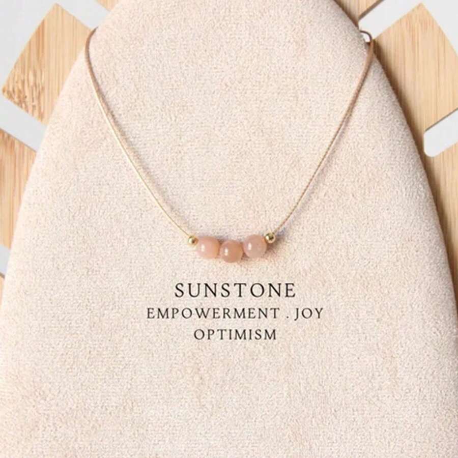 1 pièce Collier bohème en perles de pierre de soleil, bijoux artisanaux en cristal