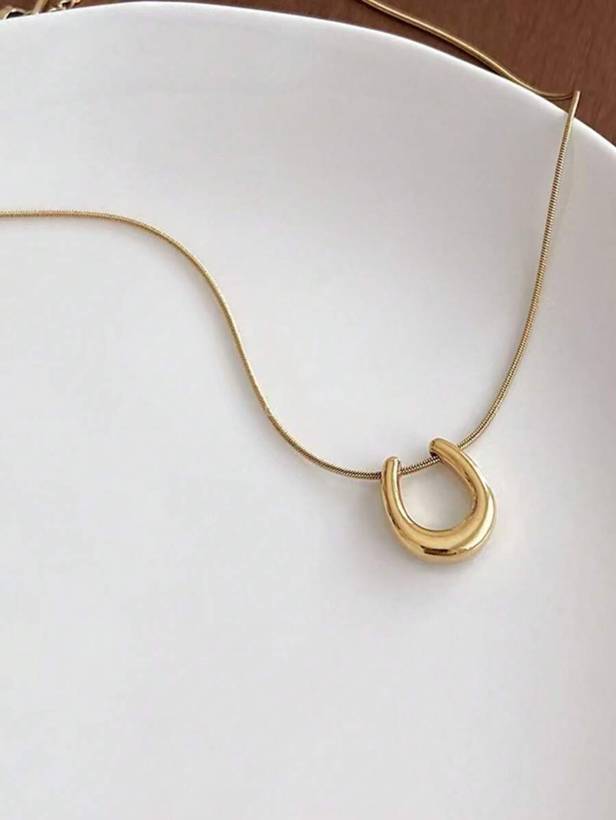 Collar con colgante de herradura en forma de U, collar de clavícula delicado para mujer, collar para sudadera