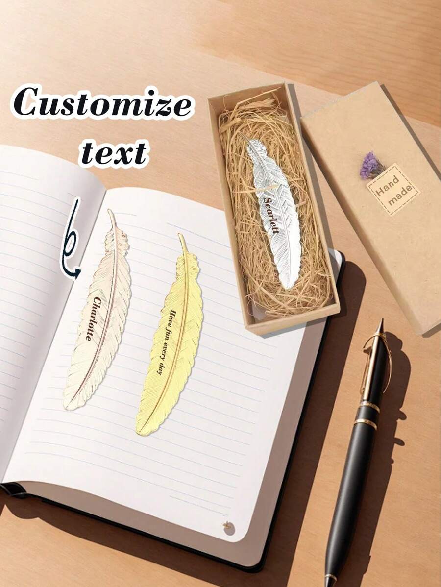 1pc Gift Box Bookmark, Custom Vintage Feather Bookmark, Laser Engrave Name, Exquisite Gift Box, Gifts For Readers, Book Lovers, Friends, Family, Couples, Birthday Gifts, Graduation Gifts, Back To School Gifts, Back To School, Back To School Gifts, Back-To-School Gifts