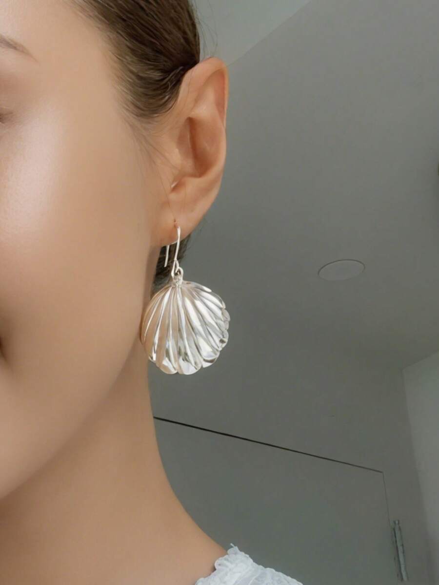 1 Pair Vintage Minimalist Shell Earrings, Statement Earrings, Beach Earrings,For Daily And Beach Vacation(No Box)