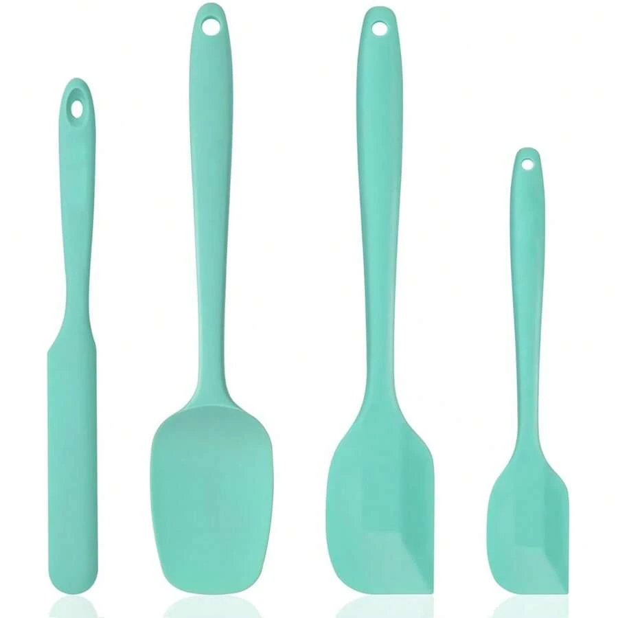4 pièces Set de cuisson en silicone, comprenant une spatule à gâteau en silicone, un grattoir en forme de T, un ustensile grattoir résistant à la chaleur, un mélangeur à salade, un grattoir en silicone, un kit d'outils de cuisson, convenant pour la cuisson, le mélange, le beurre et le mélange de confiture, lavable au lave-vaisselle