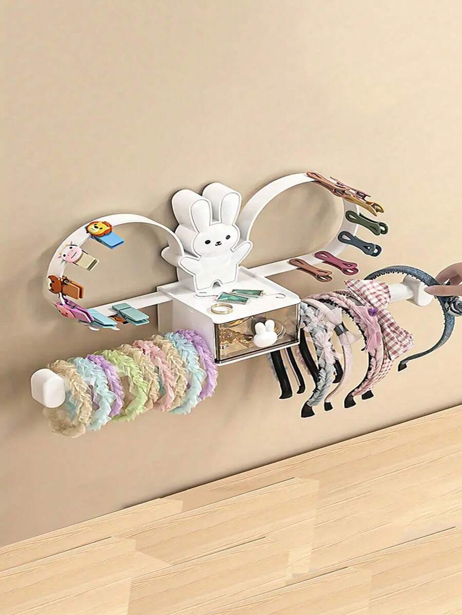 1pc Multifunctional Wall Mount Bunny Shaped Hair Accessory Organizer Holder, Perfect Gift For Granddaughters, Daughters, Girlfriends