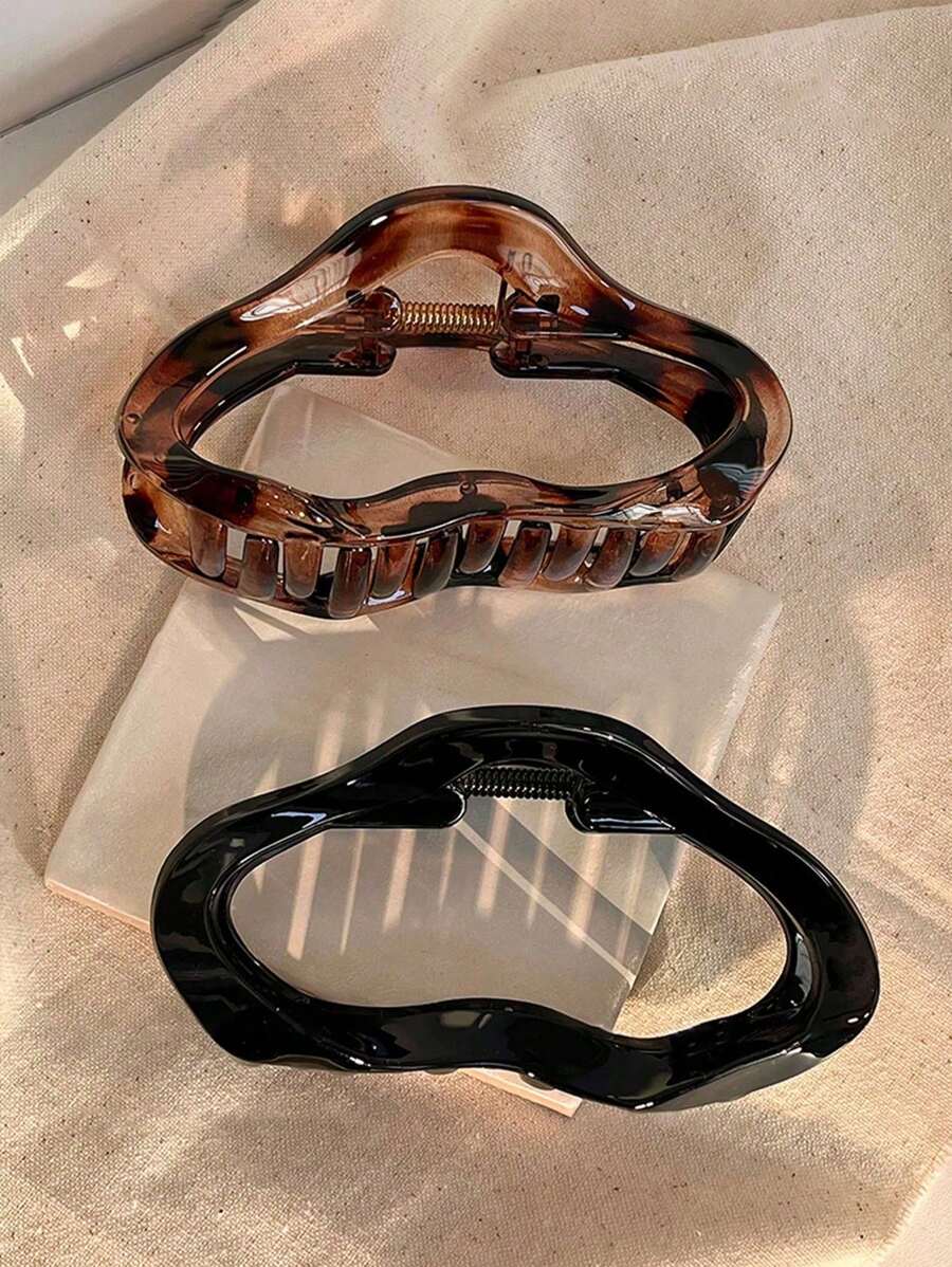 1/2 piezas Pinzas de pelo de plástico ligeras de gran tamaño de 11 cm/4,33 pulgadas de alto brillo ámbar/negro para mujeres, de estilo elegante y minimalista de color liso y degradado, adecuadas para uso diario, casual, fiesta, viajes, peinado, lavarse la cara/baño, a juego con los atuendos