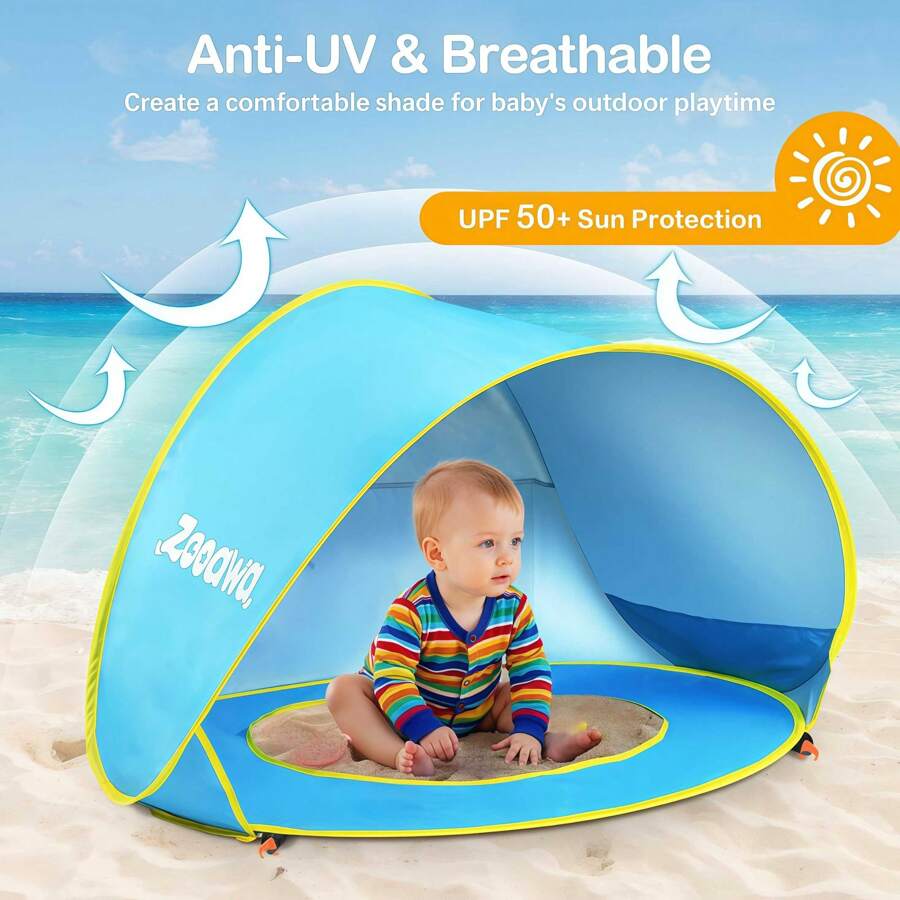 Children's Portable Beach Tent With Quick Opening Sun Umbrella And Water Play Tent For Convenient And Fast Storage