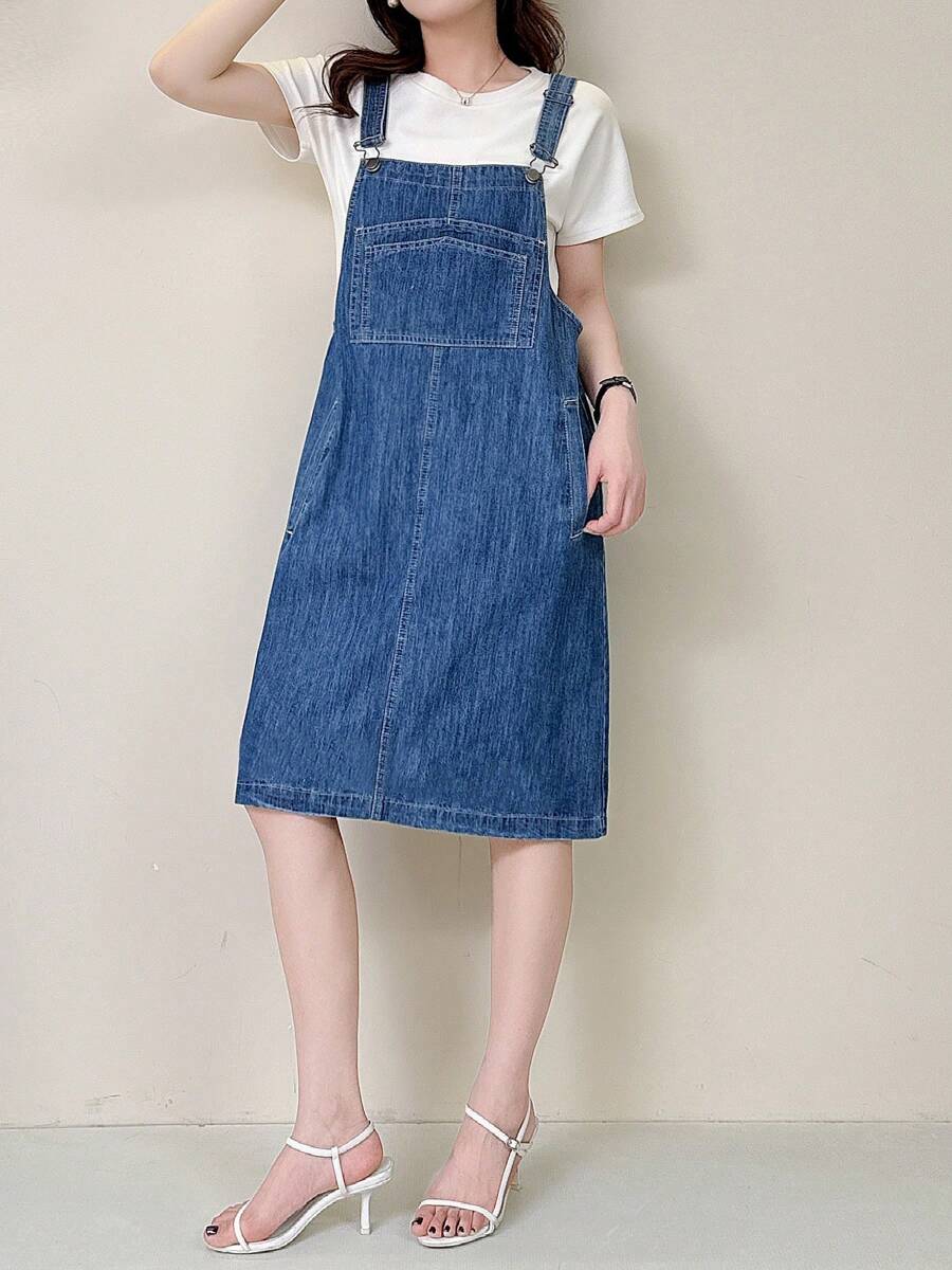 Vestido de tirantes de mezclilla para mujer de estilo casual, tela de mezclilla de alta calidad, textura suave y cómoda, resistente al desgaste y transpirable, adecuado para el verano, falda de tirantes de mezclilla clásica