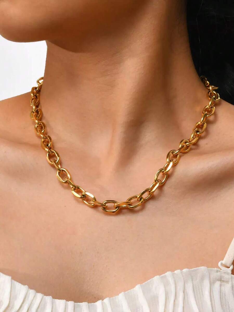 1 peça colar com pingente em formato de O de aço inoxidável minimalista e moderno para mulheres, versátil e