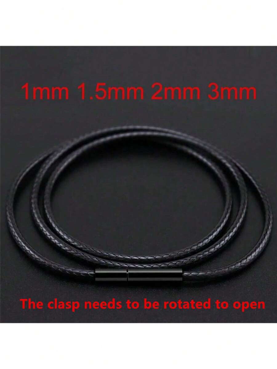 1pc/Lot Black Leather Chain Necklace For Diy Women Men Handmade Braid Rope Long Necklace 40/50/60/70CM Neck Pendant Chain Jewelry Gift