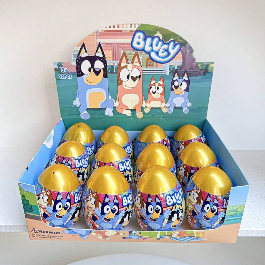 Bluey 1 pieza Caja ciega de huevo dorado de perro azul de la suerte que se rompe, caja ciega de sorpresa de huevo dorado, ornamento pequeño de juego (estilo aleatorio), regalo para niños