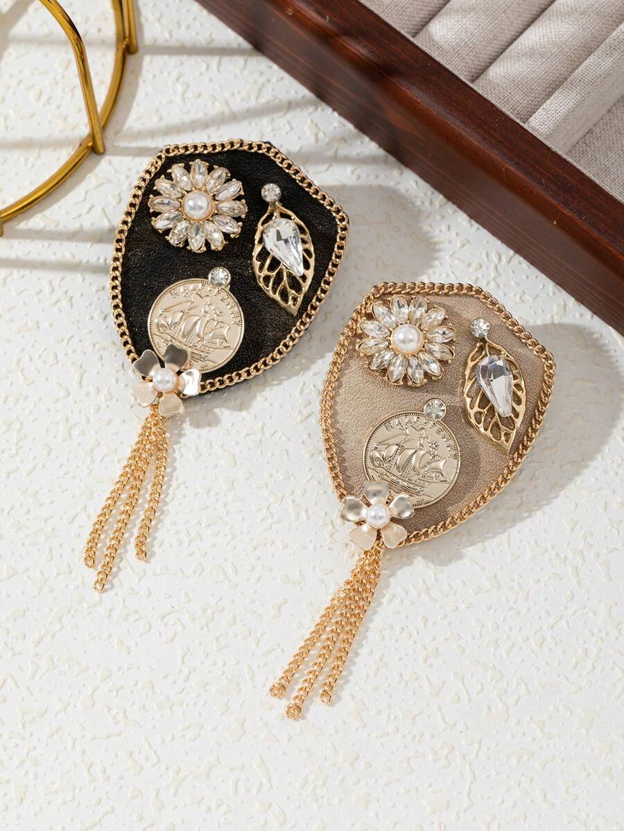 1 Stück elegante, vintage Palastdesign Strass Quaste blumenförmige Brosche, luxuriöser Schmuckpin für Frauen, perfekt für den täglichen Gebrauch und als Geschenk für ein Abenddate