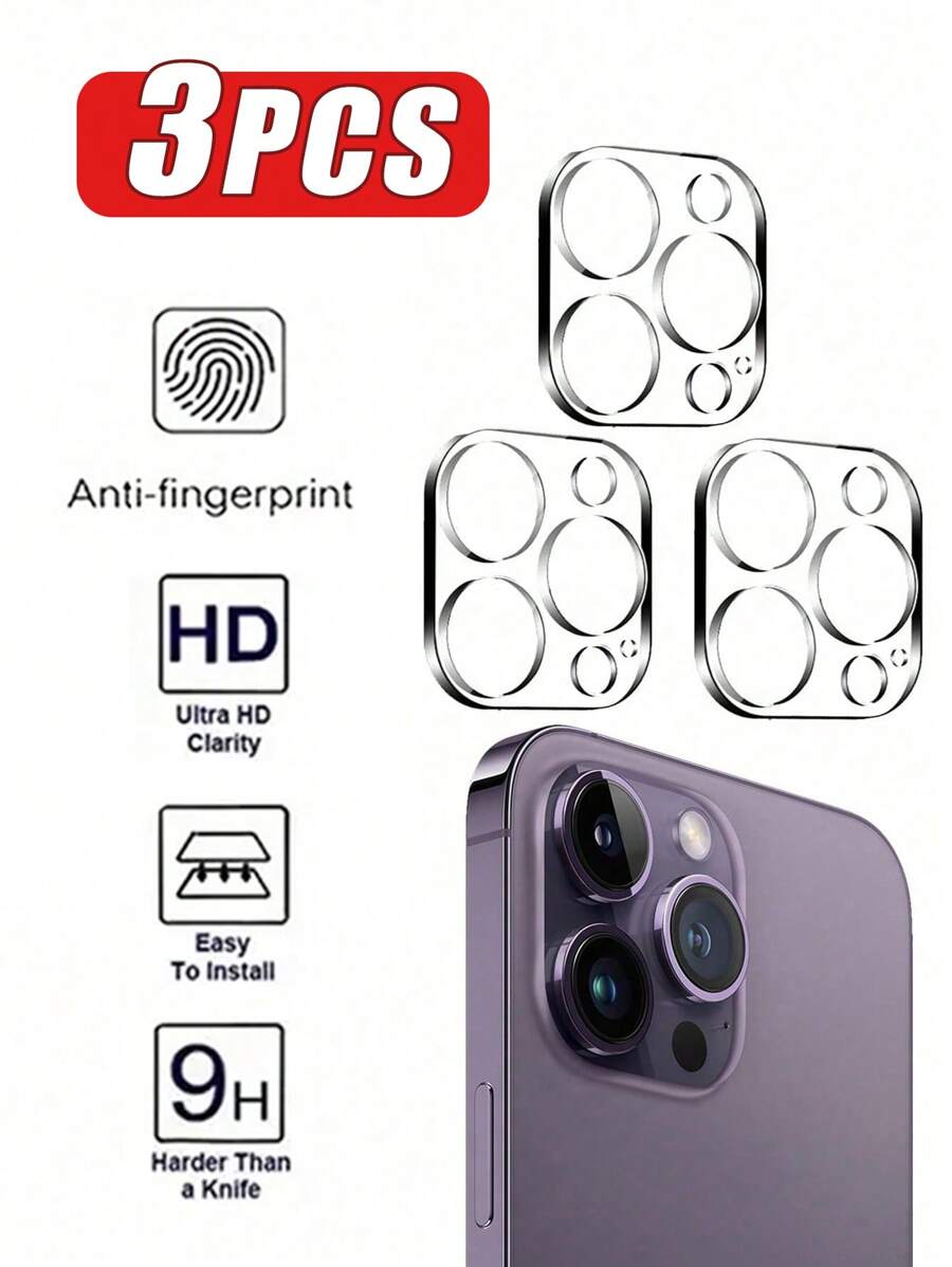 3pcs Rear Camera Lens Tempered Glass Protector Film, High Definition Transparent Full Coverage Protection Compatible With Apple 13/14/15/16/Pro/Pro Max Gift For Birthday, Family, Friends Lens Protector, Phone Accessories