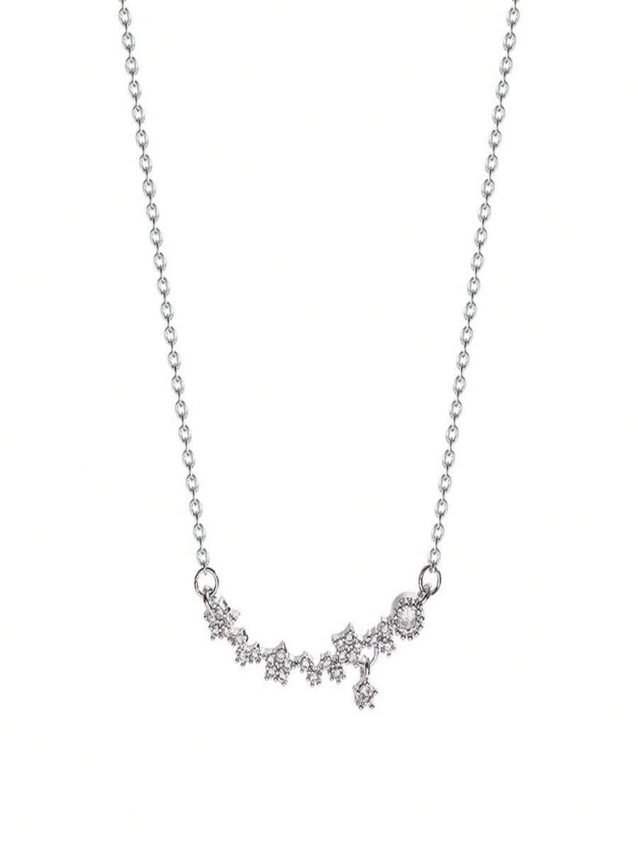 1pc Silver Star Necklace, Suitable For Daily Wear, Hangout, Party And Ideal Gift For Those Who Love Star Element Or Romantic Style Jewelry