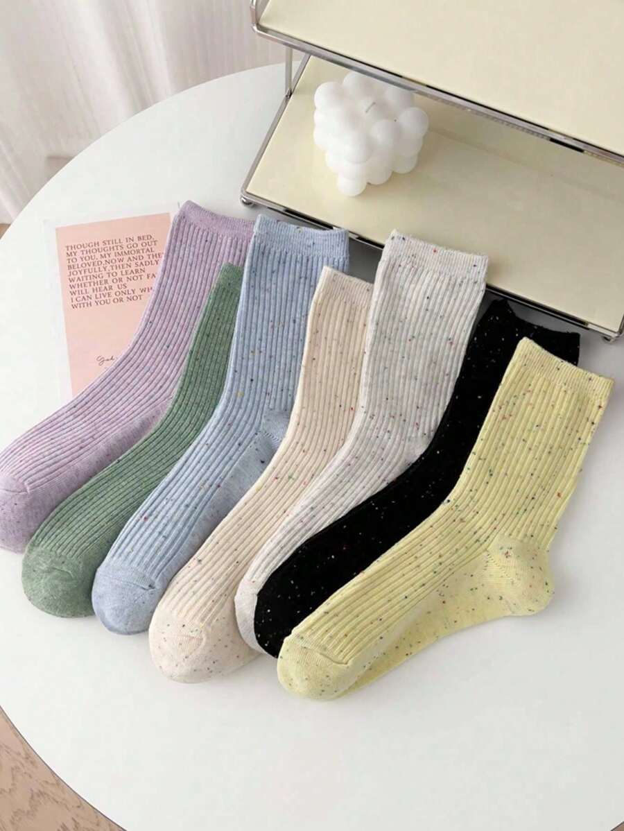 4 Paar einfarbige, lässige, atmungsaktive, modische Wadensocken für Damen, kurze Damensocken und -strümpfe – Merrald Mid-Calf Socks