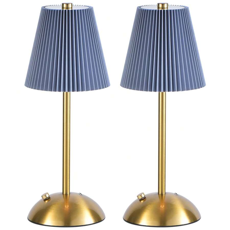 zoeger Lampada da tavolo a LED dimmerabile a batteria, lampada da tavolo plissettata con controllo touch, wireless, ricaricabile tramite USB, lampada da tavolo in metallo, lampada laterale per giardino, tavolo da pranzo, camera da letto (marrone)