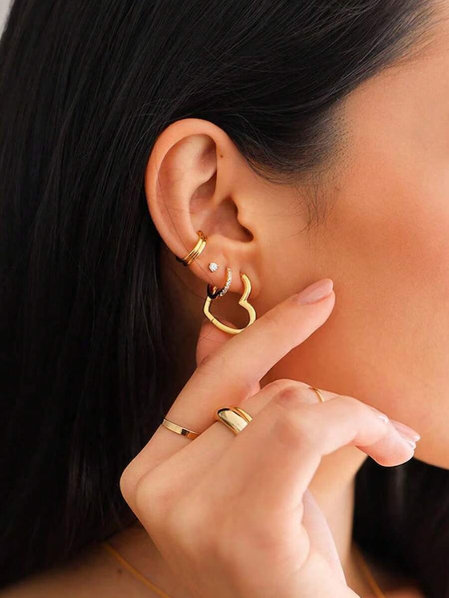 1 Paar minimalistische Herz Creolen für Frauen und Mädchen, filigrane gold- und silberfarbene herzförmige Ohrringe, modischer Schmuck für Damen, perfektes Geschenk für sie