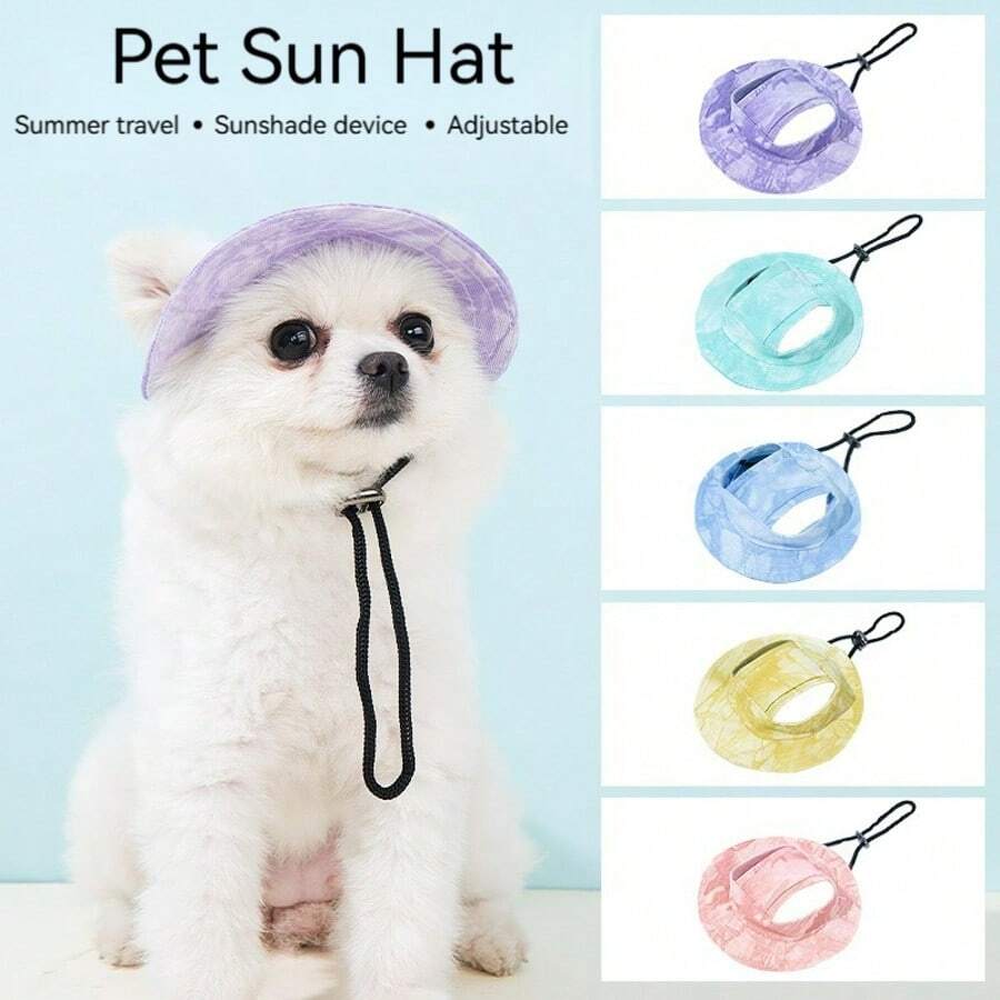 1pcsNew, Adjustable Sun Hat Designed For Your Canine And Feline Companions, Perfect For Outdoor Adventures. This Accessory Not Only Shields Their Delicate Eyes But Also An Adjustable Size To Ensure Your Furry Friends Have A Comfortable And Safe Experience. The Inclusion Of A Fisherman's Hat Design Further Enhances Its Practicality And Aesthetic Appeal, It Perfect For Capturing Precious Moments With Your Pet.